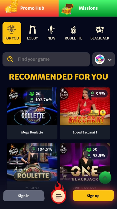 Casino móvil HellSpin con crupier en vivo