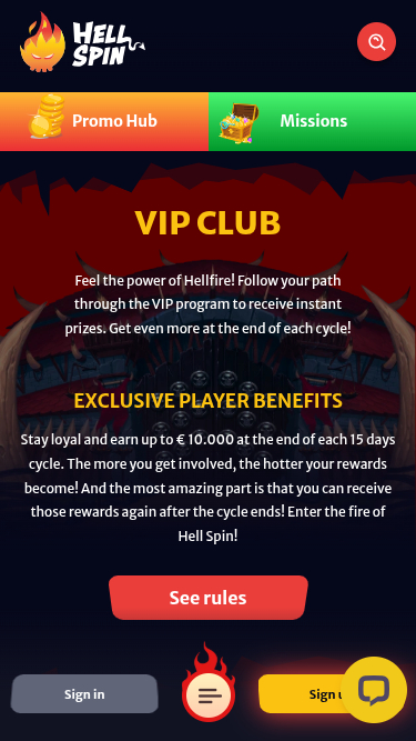 Programa VIP de HellSpin Casino para Móvil