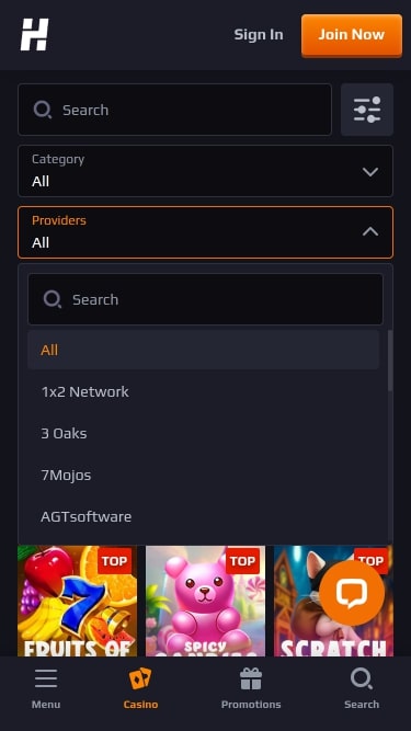 Développeurs de jeux du casino Herake version mobile