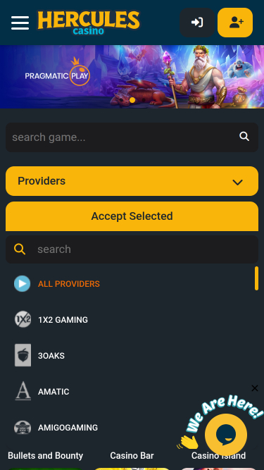 Capture d'écran mobile du jeu Hercules Casino par les développeurs du jeu