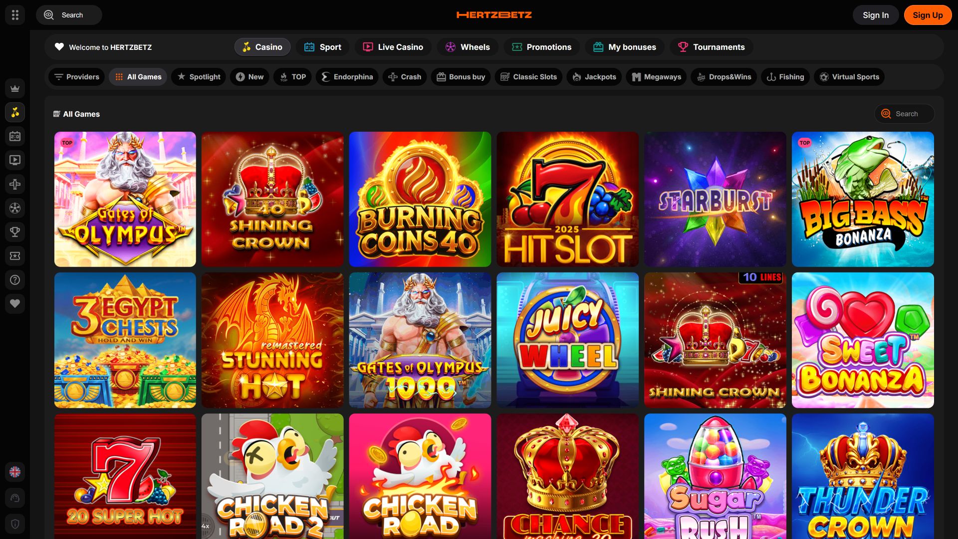 Hertzbetz Casino Desktop-Spiele