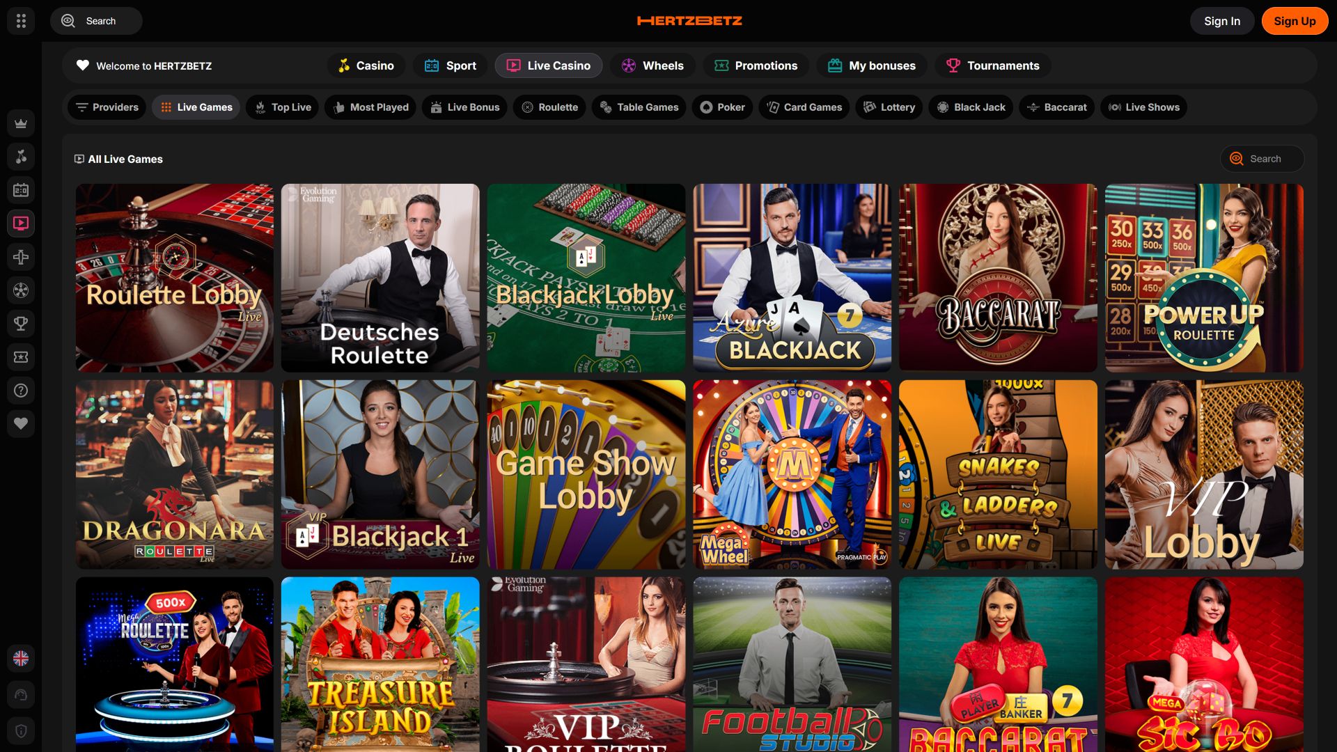 Hertzbetz Casino Desktop Live Dealer