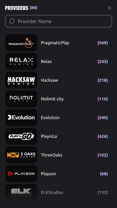 Hexabet Casino Разработчики игр Мобильная версия