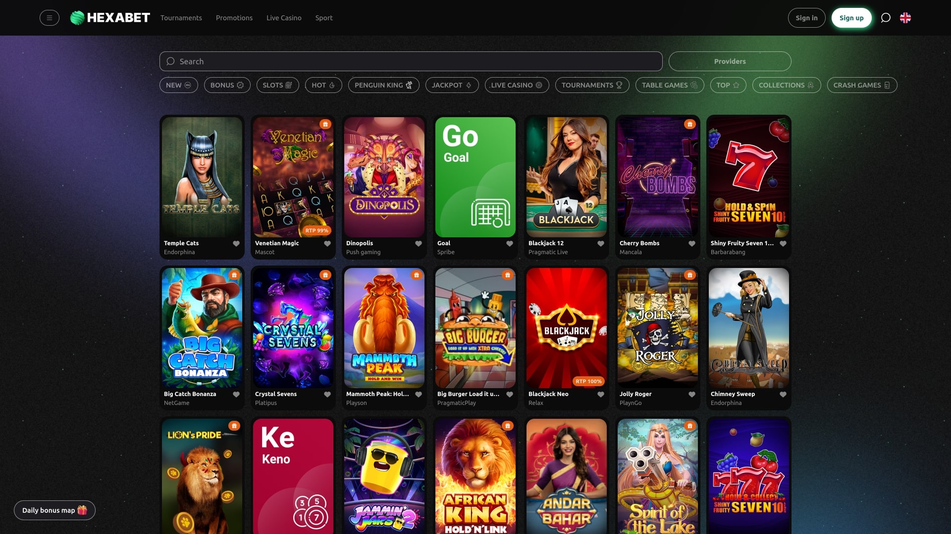 Hexabet Casino Игры Настольная версия
