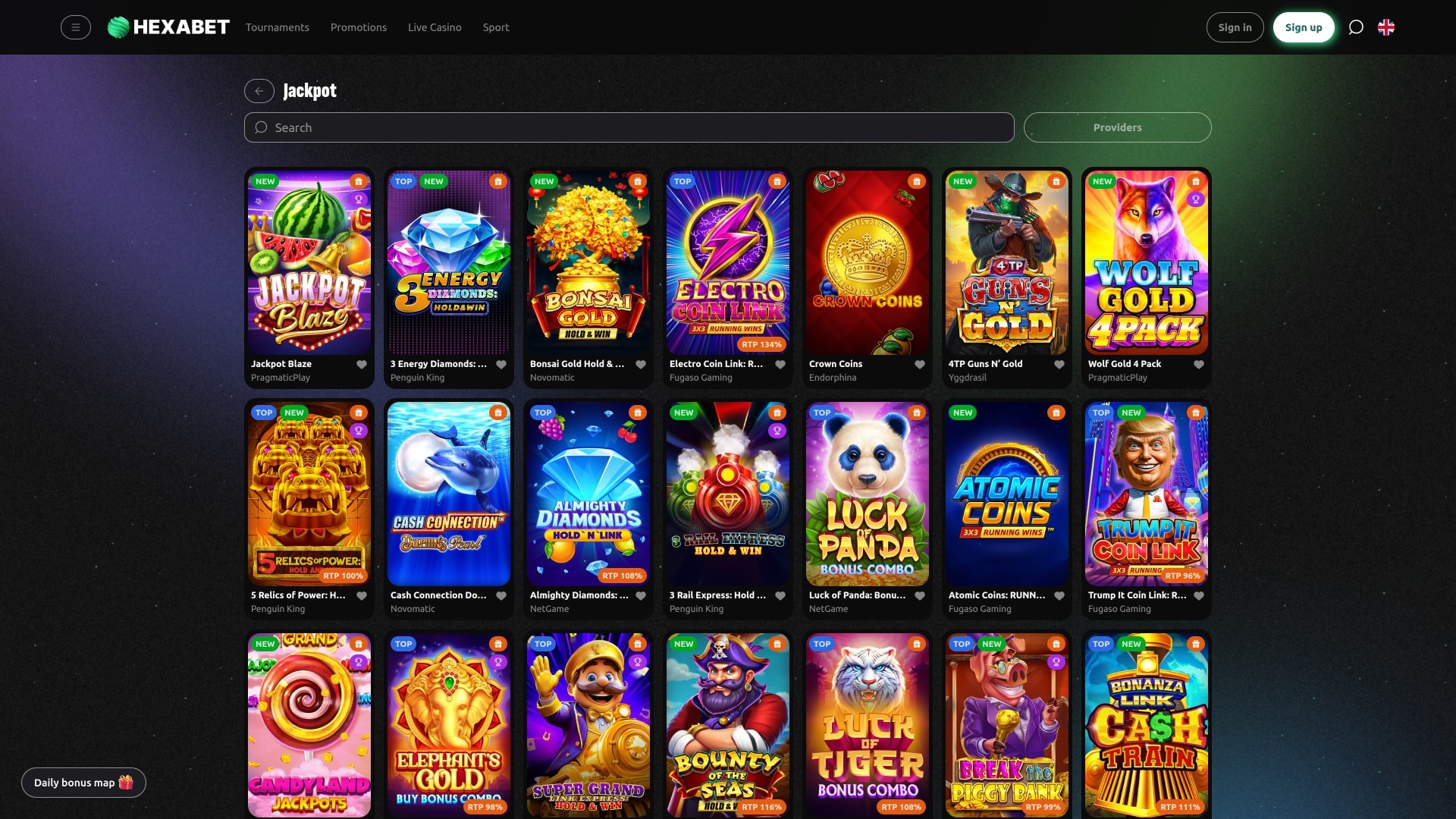 Hexabet Casino Джекпот Настольная версия