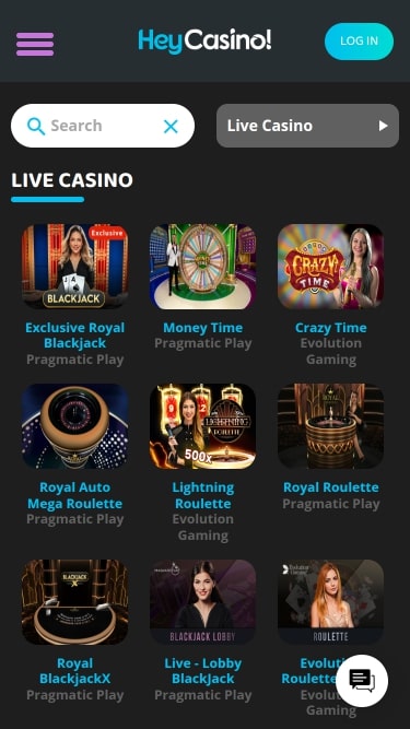 Croupier en direct Hey Casino Mobile