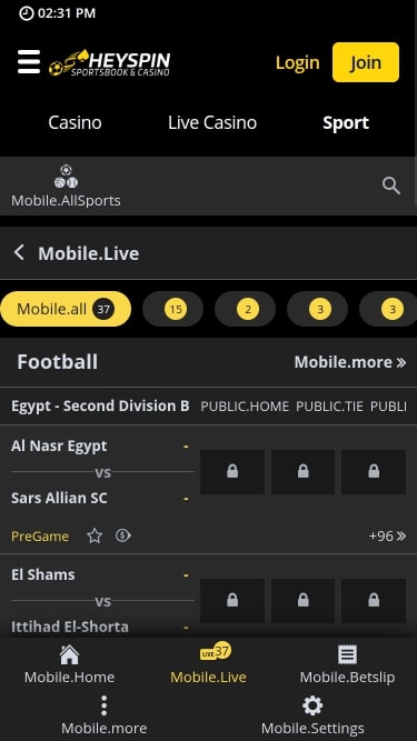 Sports Jackpot HeySpin Mobile