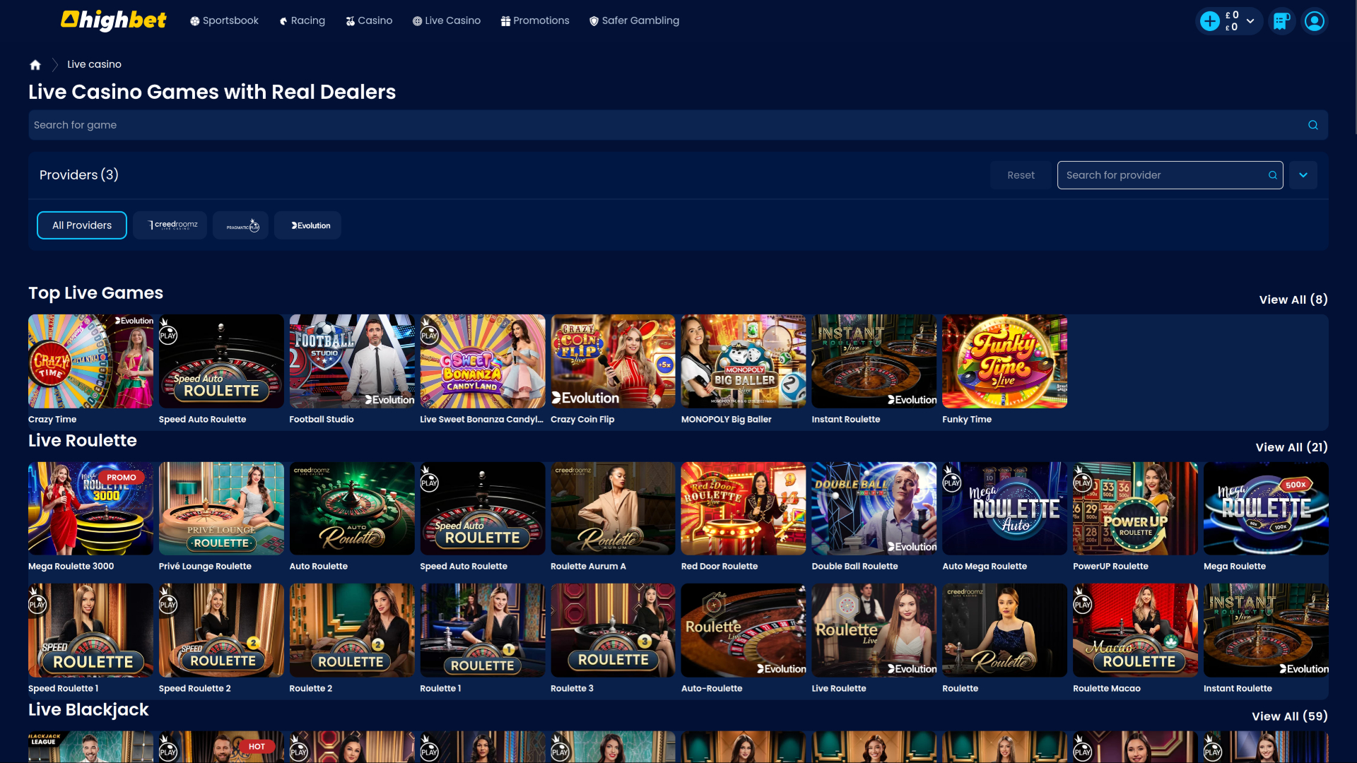 Casino à mises élevées avec croupier en direct sur ordinateur