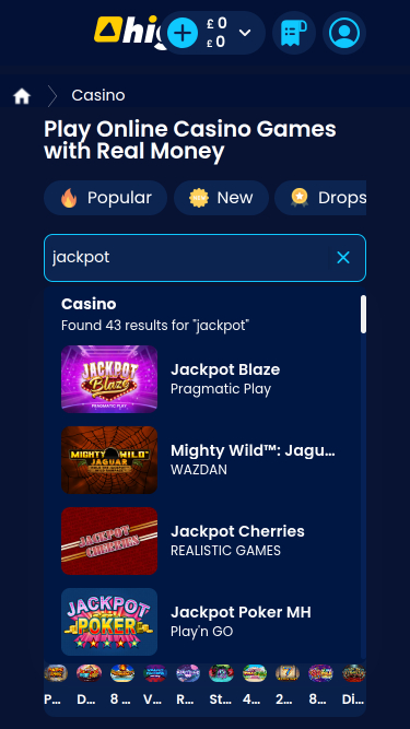Jackpot mobile High Bet Casino