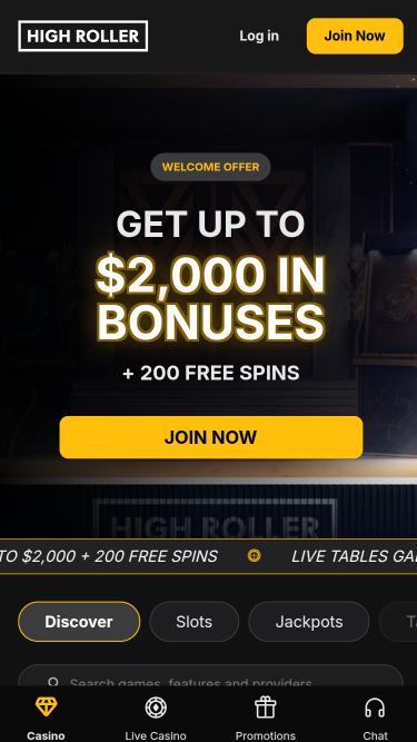 Page d'accueil mobile de High Noon Casino