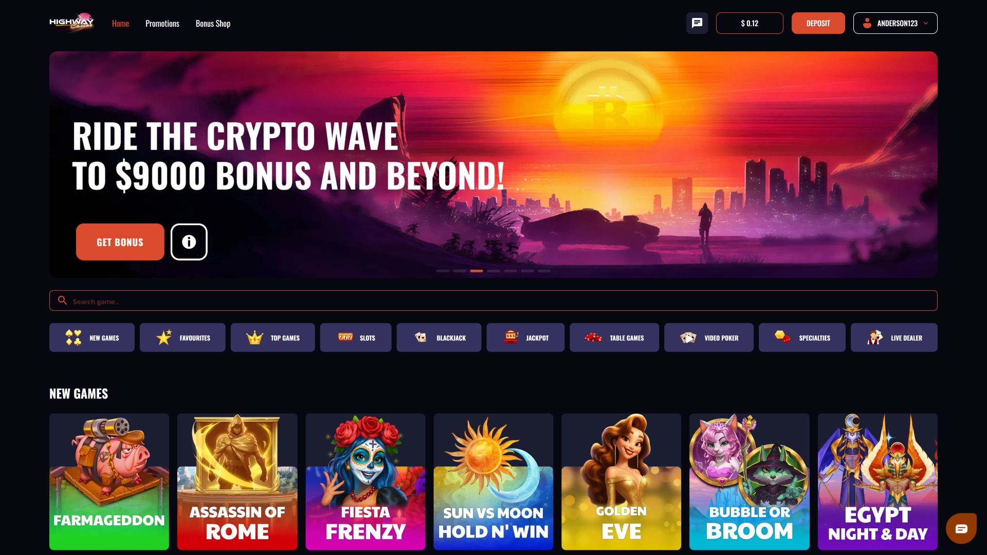 Highway Casino Immagine desktop Homepage