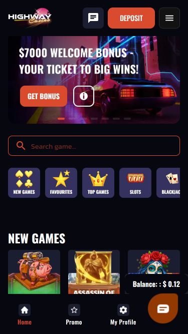Highway Casino Mobile Immagine Pagina iniziale