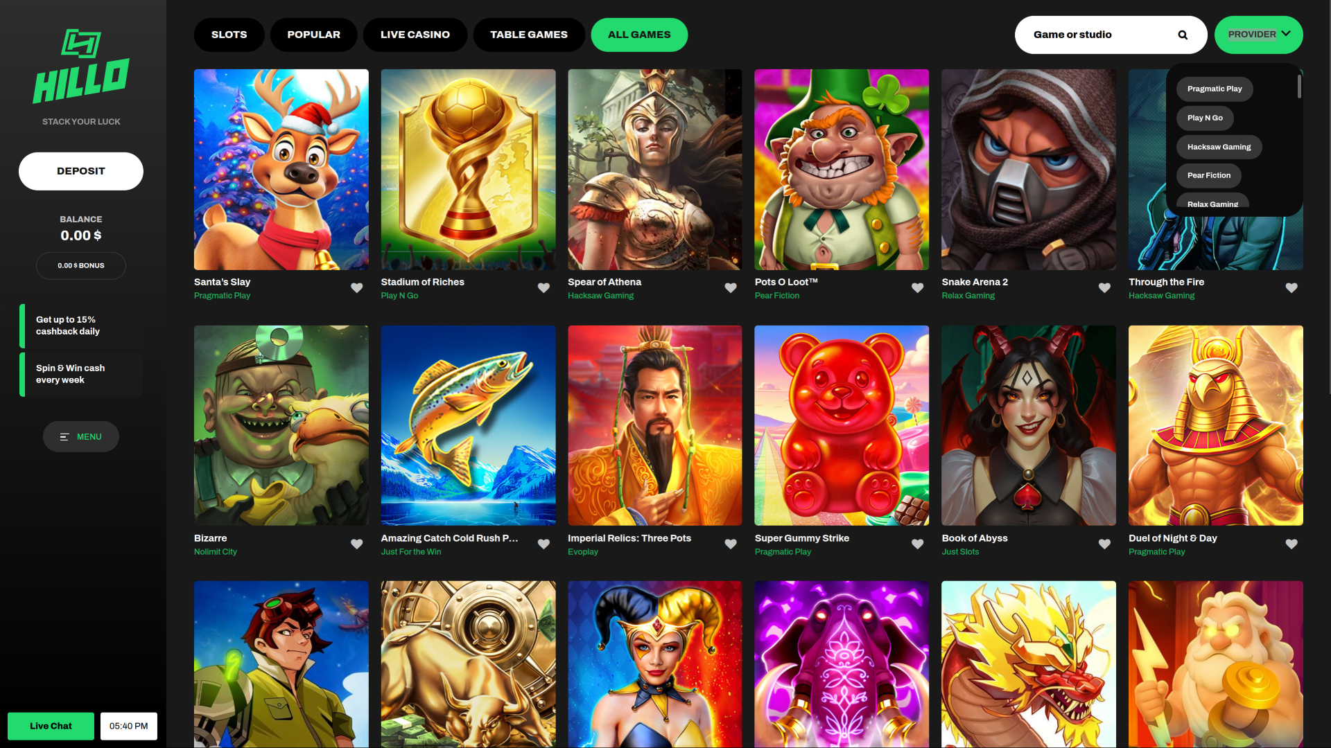 Développeurs du jeu de casino Hillo pour ordinateur