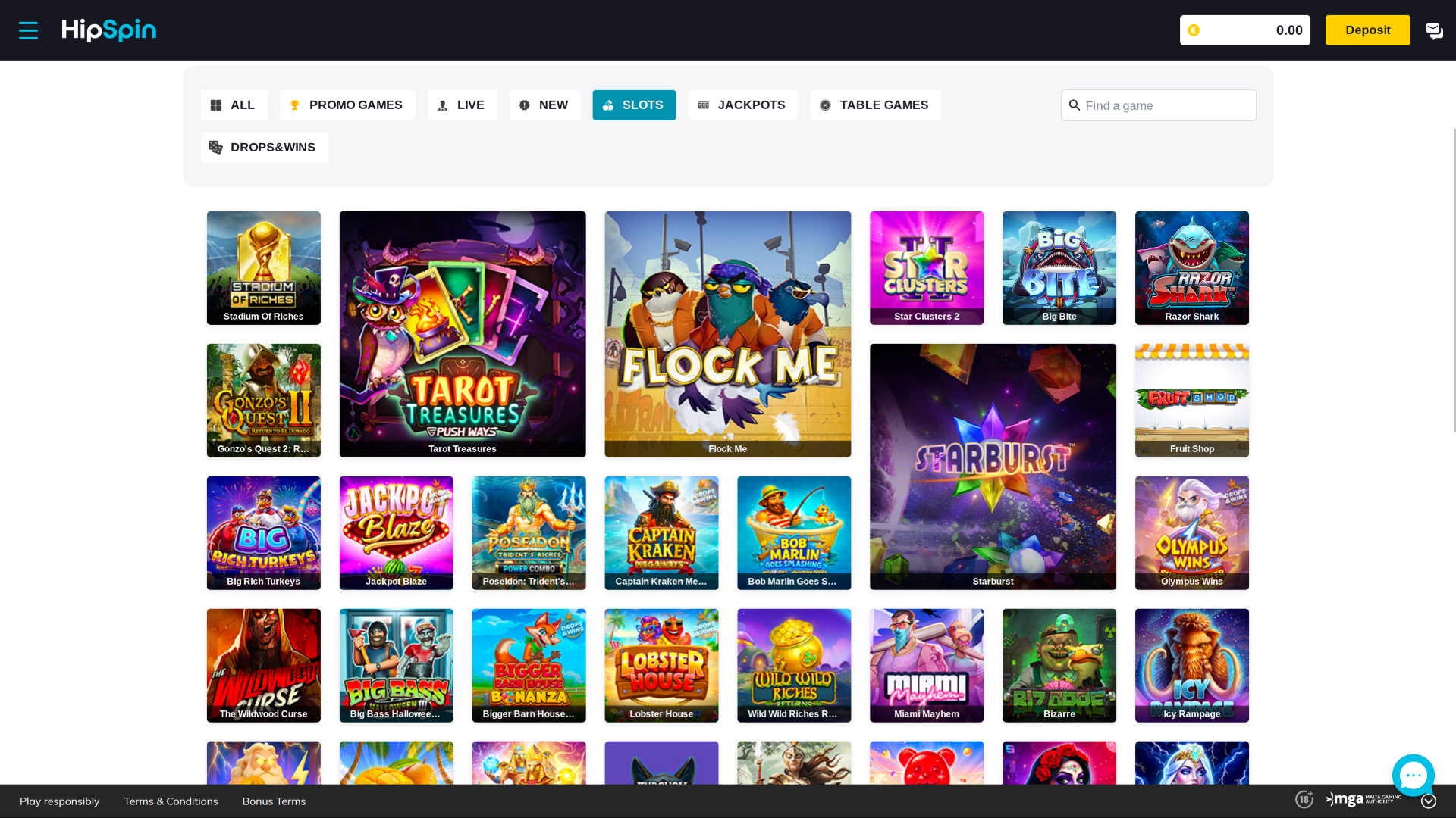 Juegos de escritorio de Hip Spin Casino