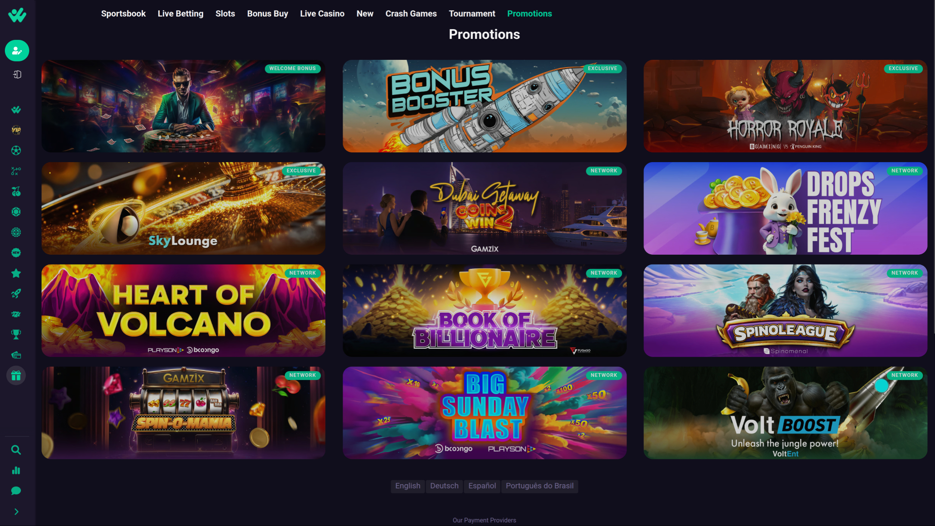 Promotions Hiper Win Casino sur ordinateur