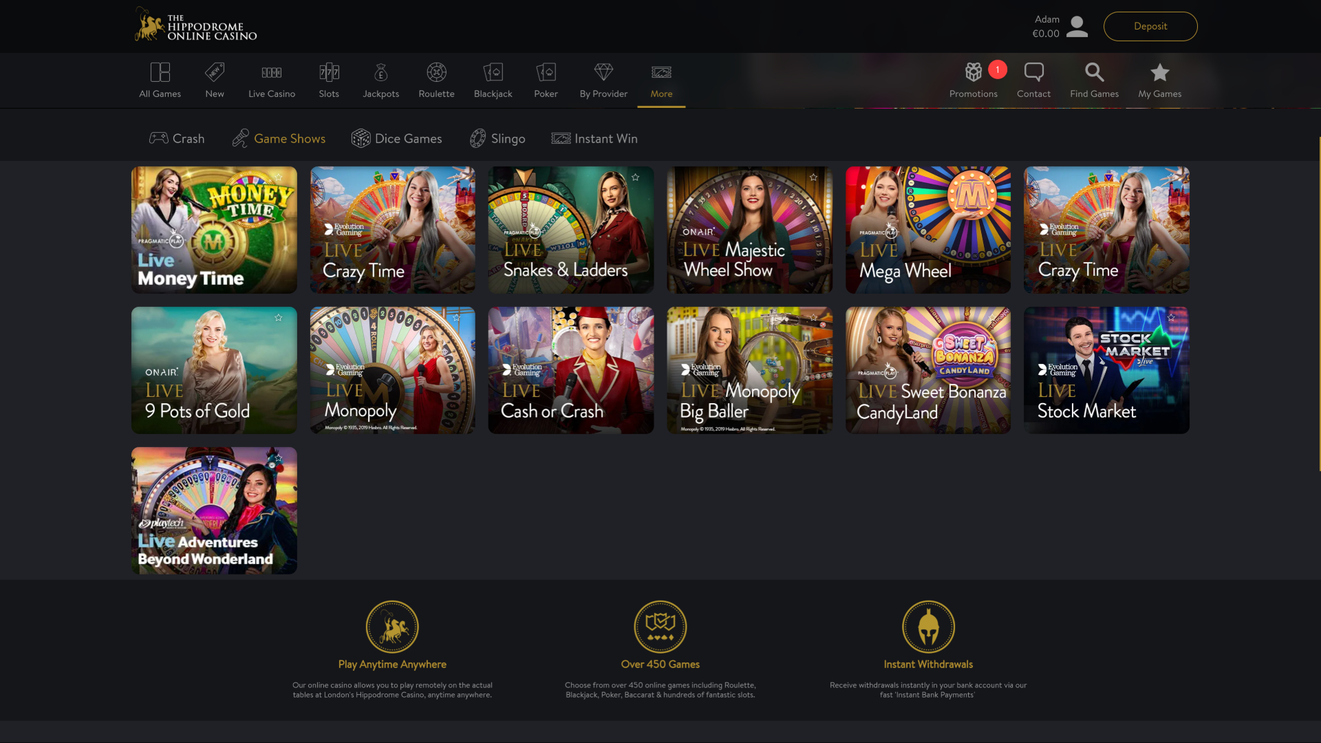 Juegos de escritorio del casino Hippodrome