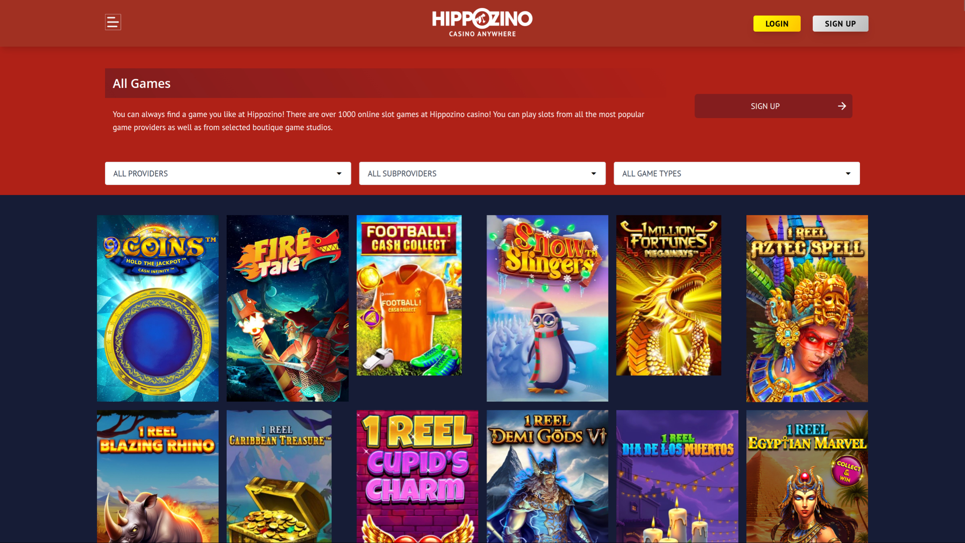 Jeux de casino Hippozino sur ordinateur