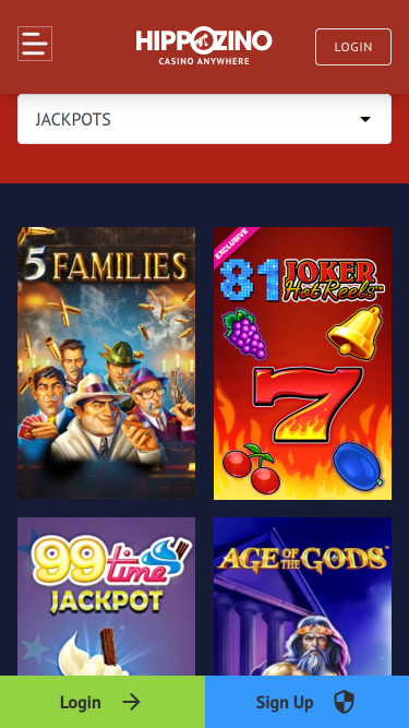 Jackpot mobile du casino Hippozino