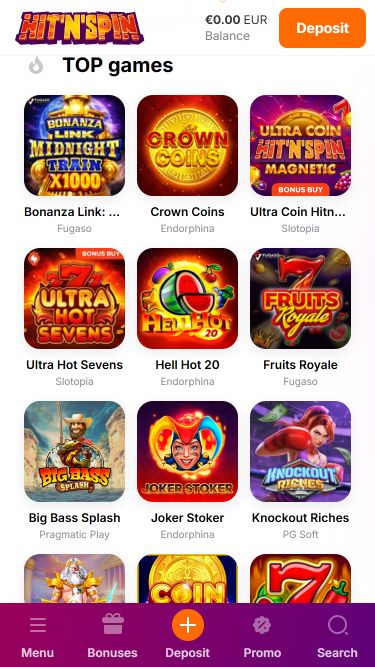 Мобильные игры казино Hitnspin