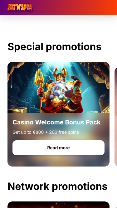 Promotions mobiles du casino Hitnspin