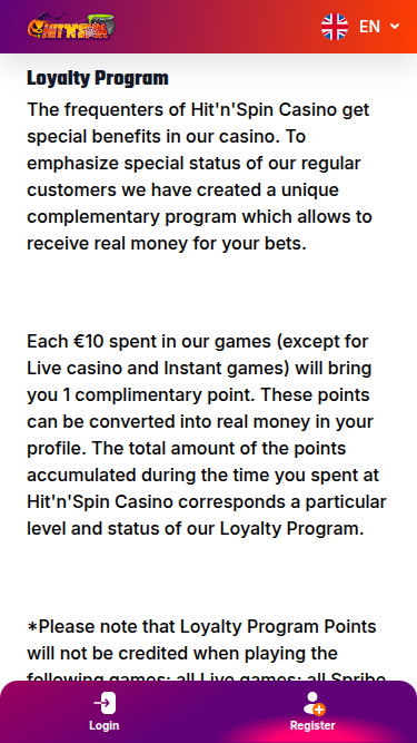 Programme VIP de HitnSpin Casino pour mobile