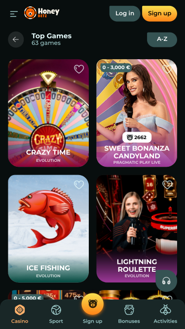 Crupier en vivo del casino HoneyBetz
