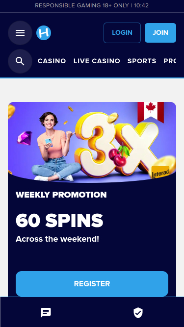 Hopa Casino Homepage Mobile