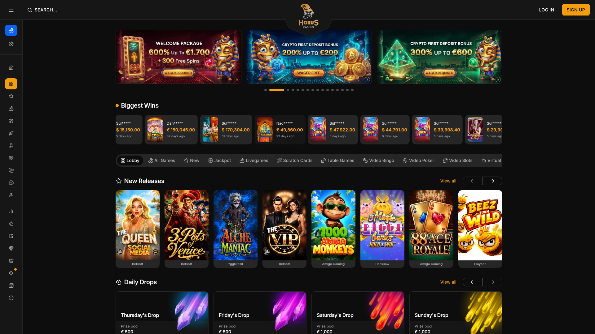 Horus Casino Desktop-Spiele