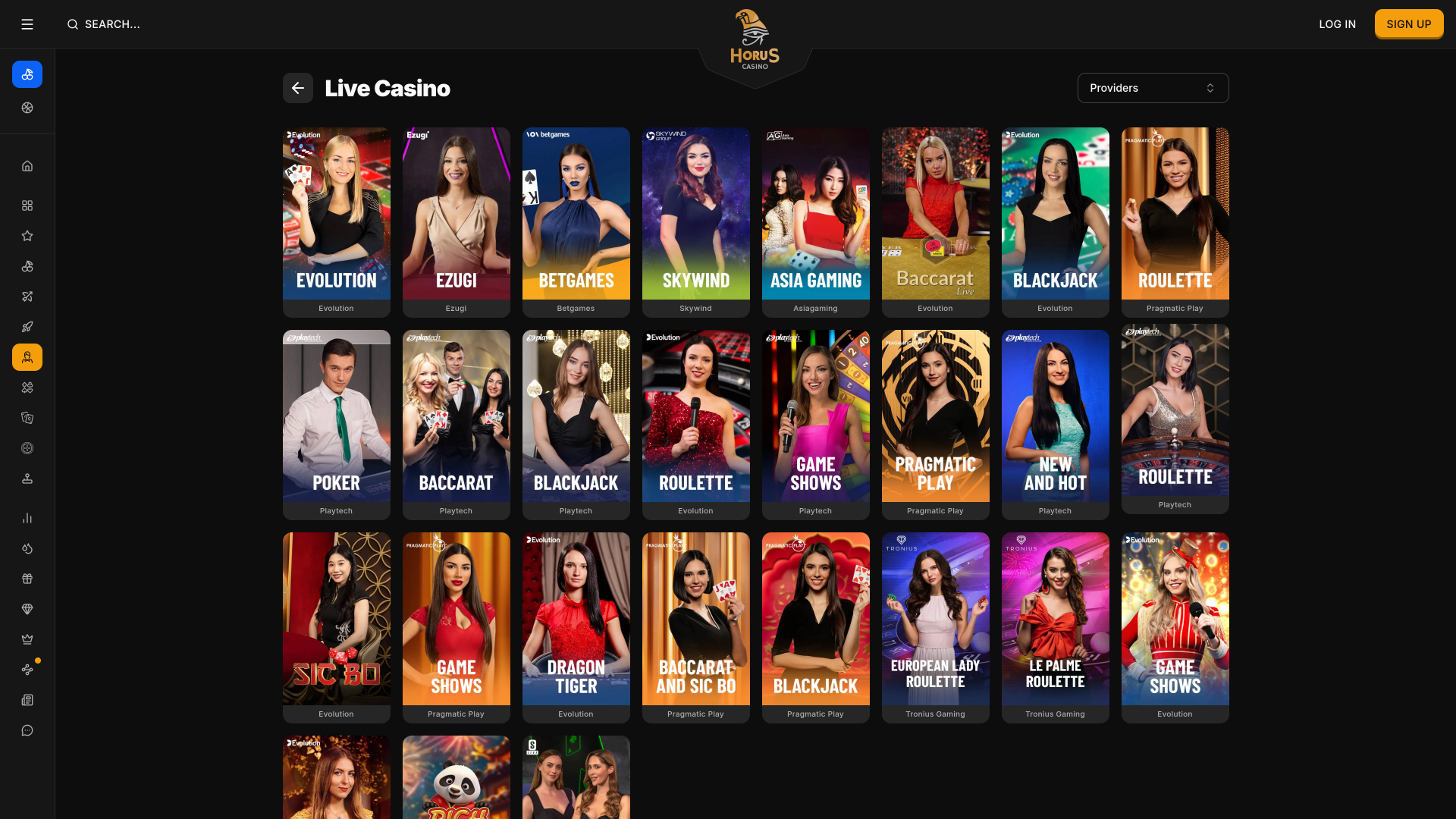 Horus Casino Desktop Live-Dealer