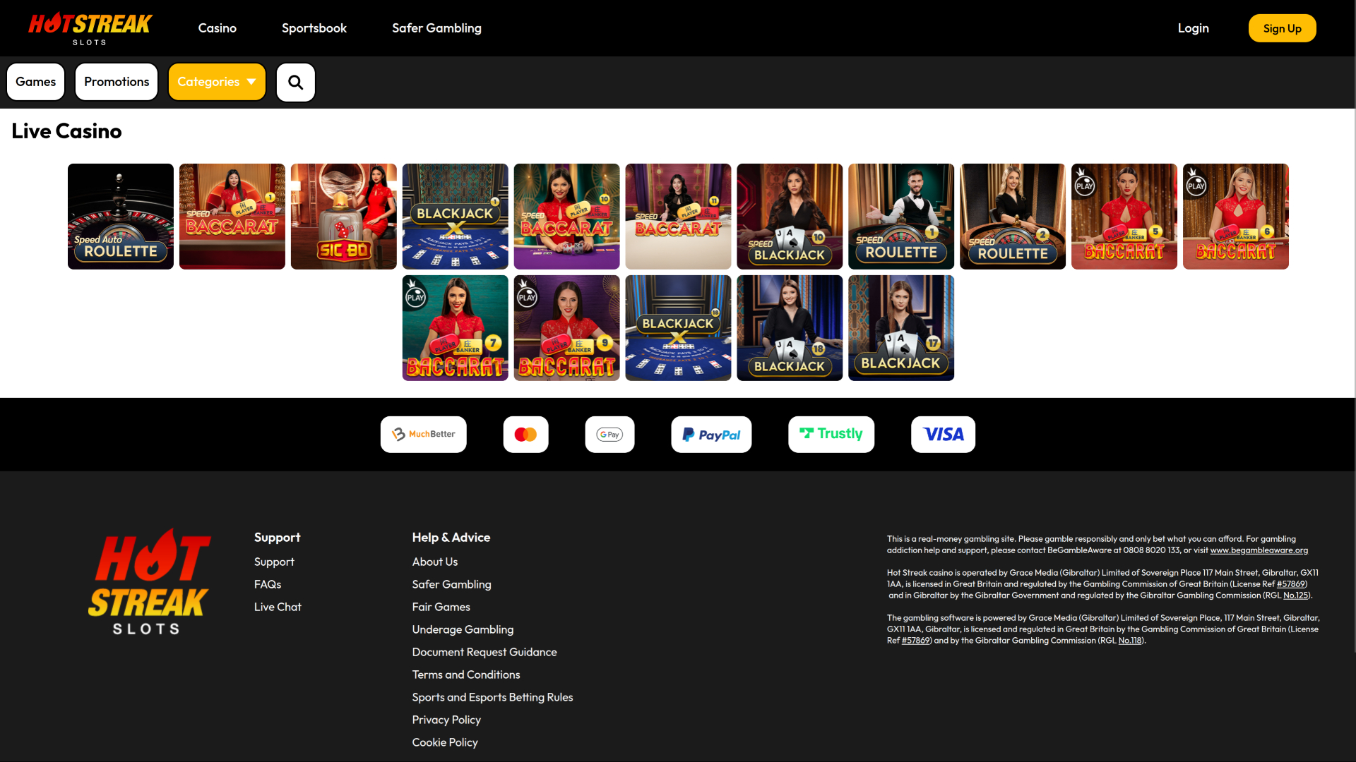 Hot Streak Casino sur ordinateur avec croupier en direct