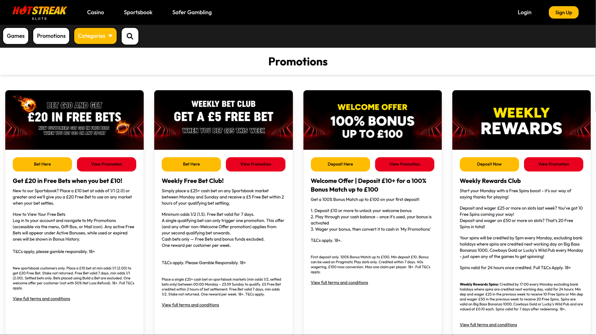 Promotions Hot Streak Casino sur ordinateur