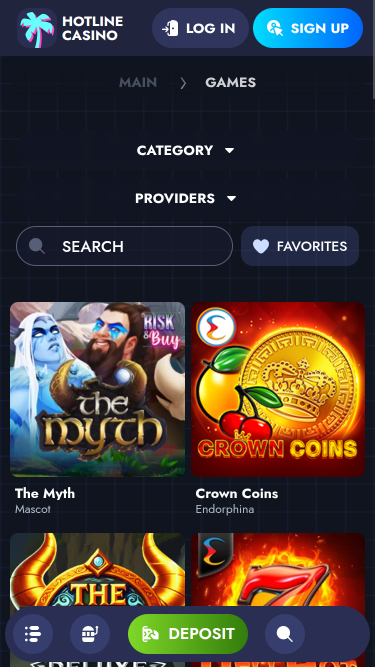 Juegos móviles de Hotline Casino