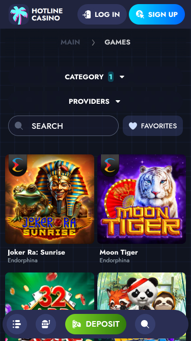 Jackpot móvil de Hotline Casino