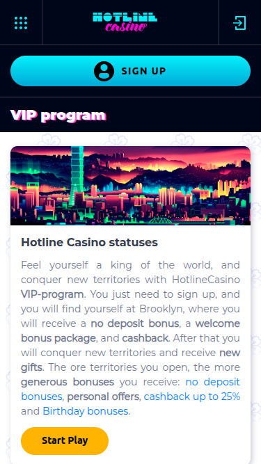 Programme VIP de HotlineCasino pour mobile