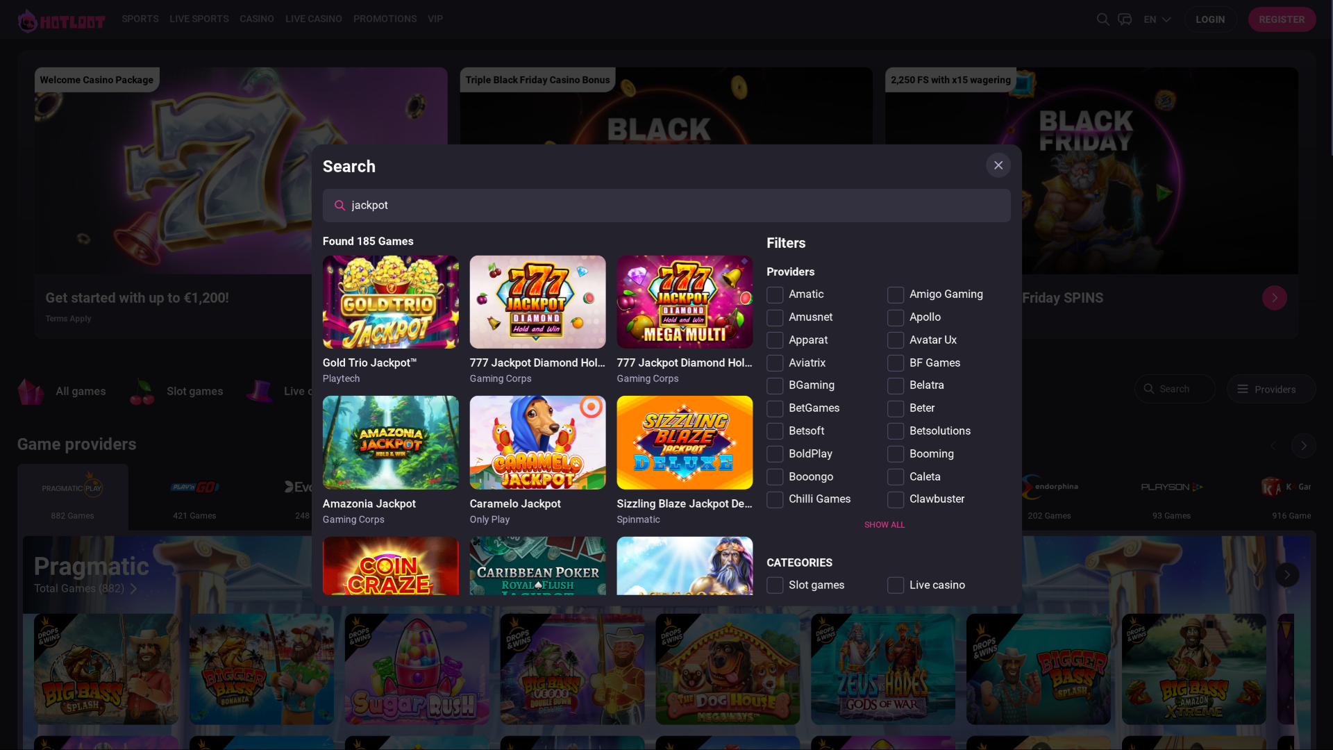 Jackpot de bureau du casino Hotloot