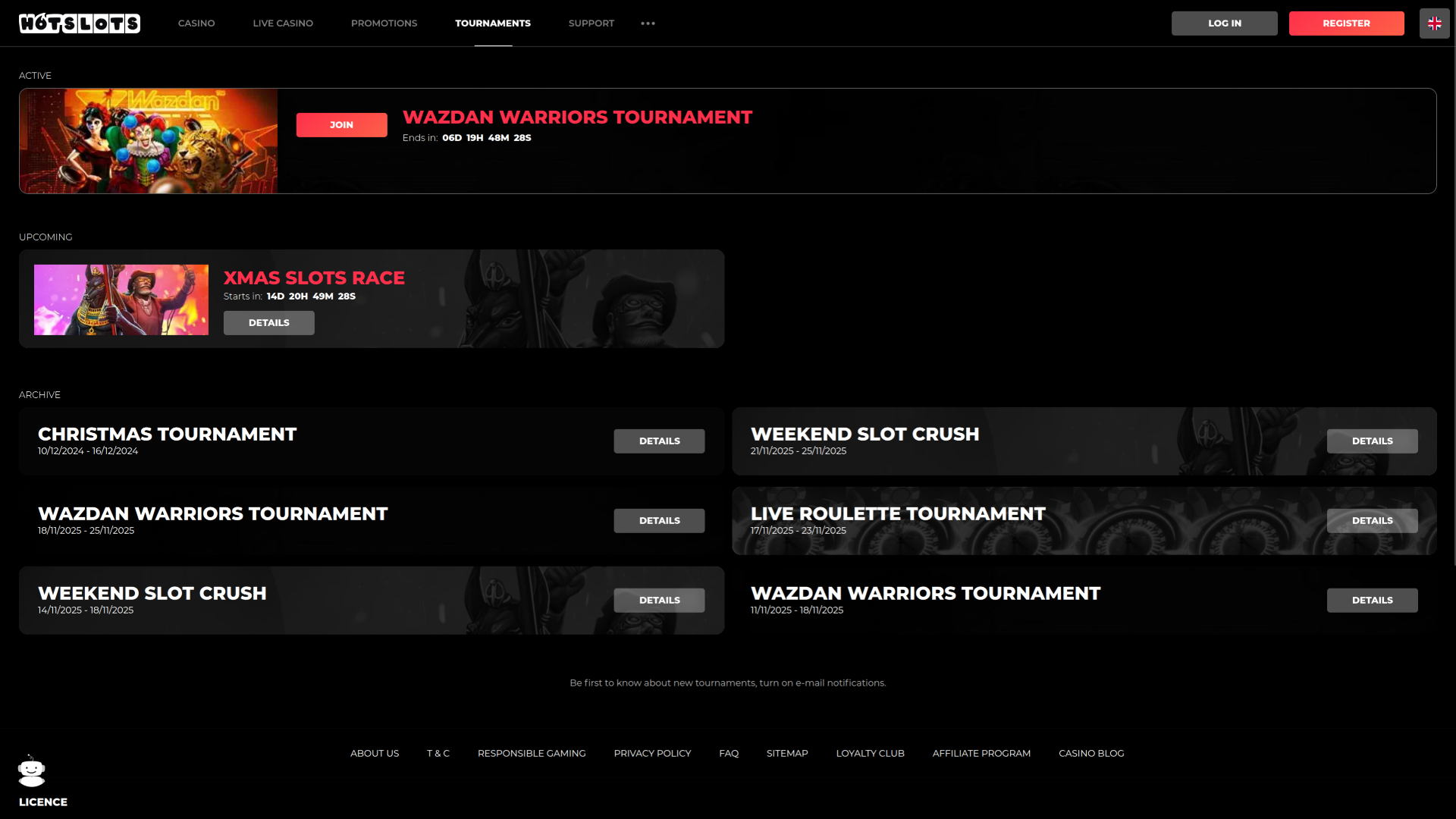 Tournois de casino Hotslots sur ordinateur