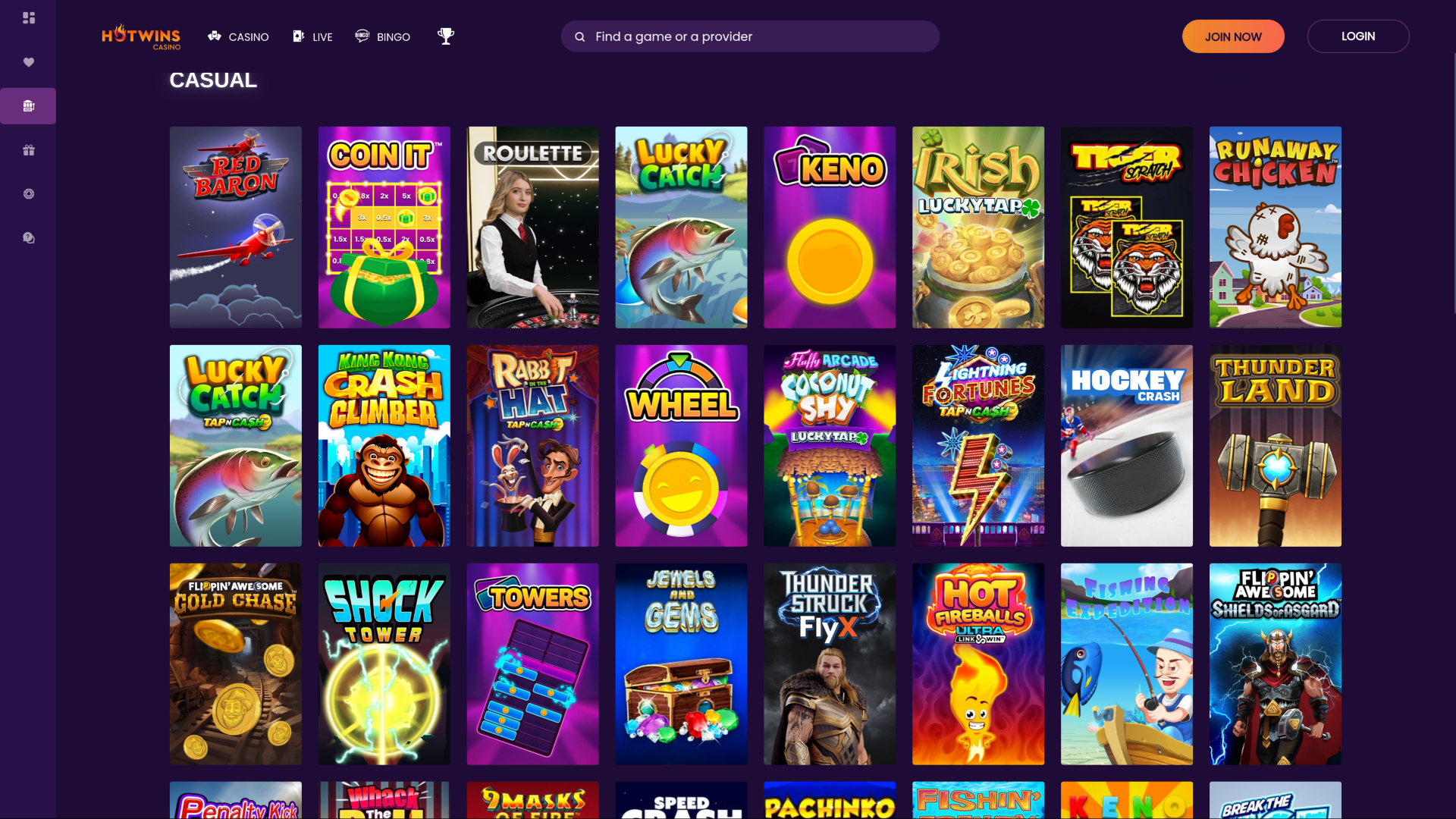 Juegos casuales de escritorio de Hotwins Casino