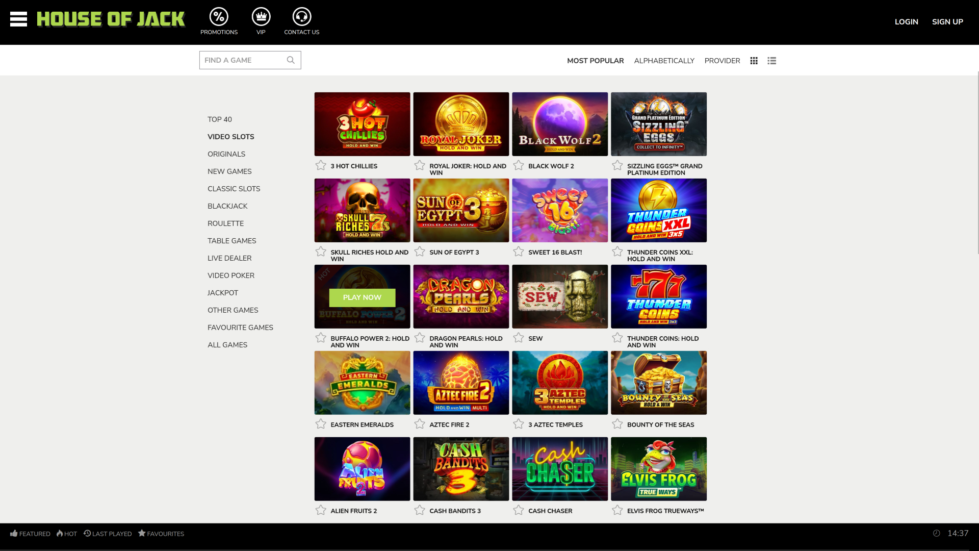 Jeux de casino House of Jack sur ordinateur