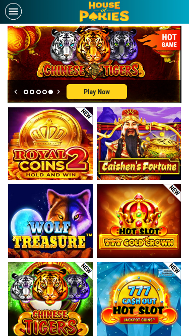 Домашняя страница мобильного казино House of Pokies