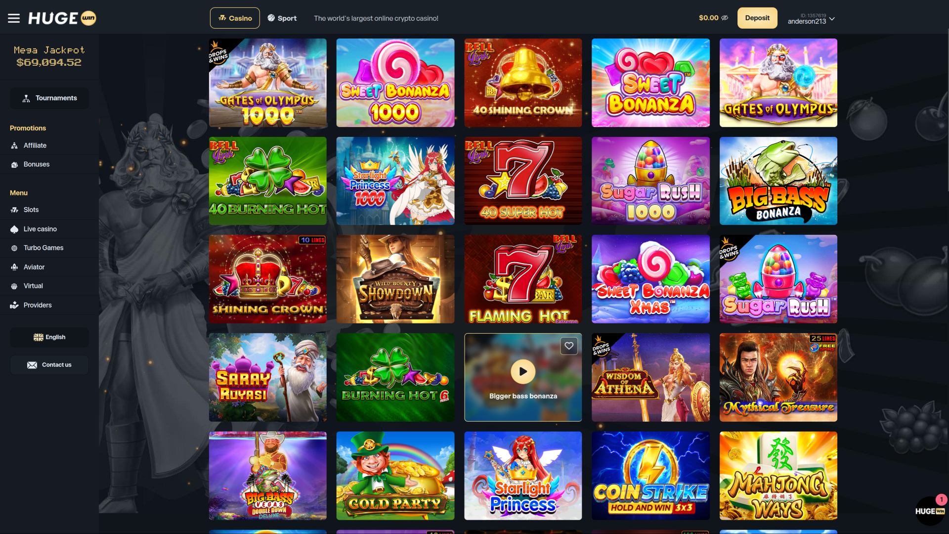 Hugewin Casino Desktop-Spiele