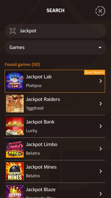 Jackpot mobile du casino Hugo