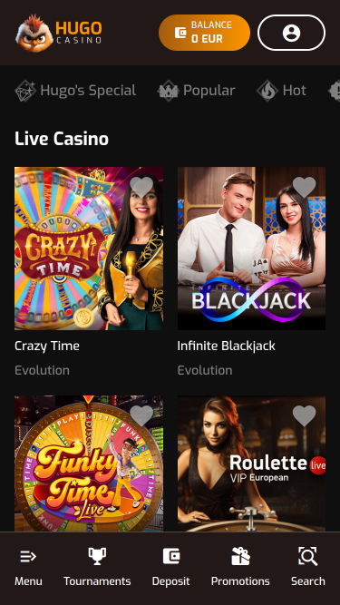 Hugo Casino Mobile Croupier en direct