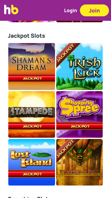 Jackpot mobile du casino Hunky Bingo