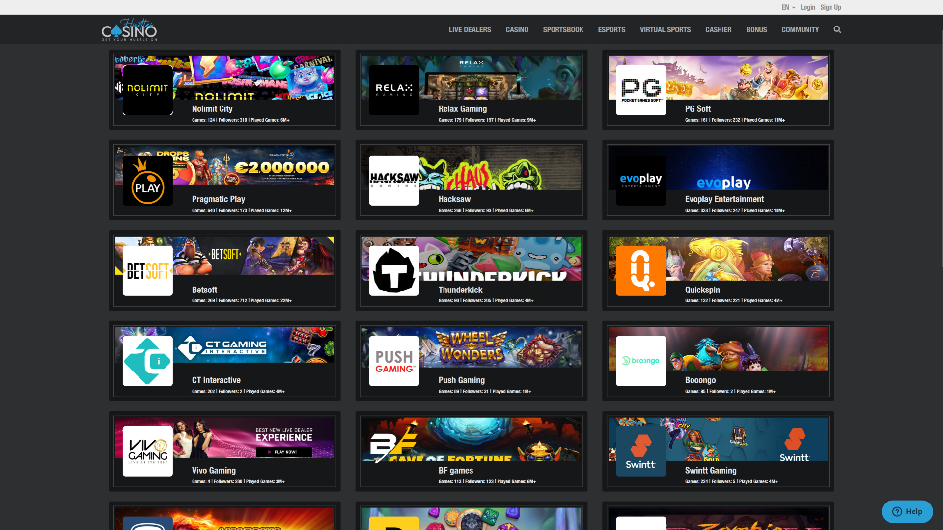 Développeurs du jeu de casino Hustles pour ordinateur