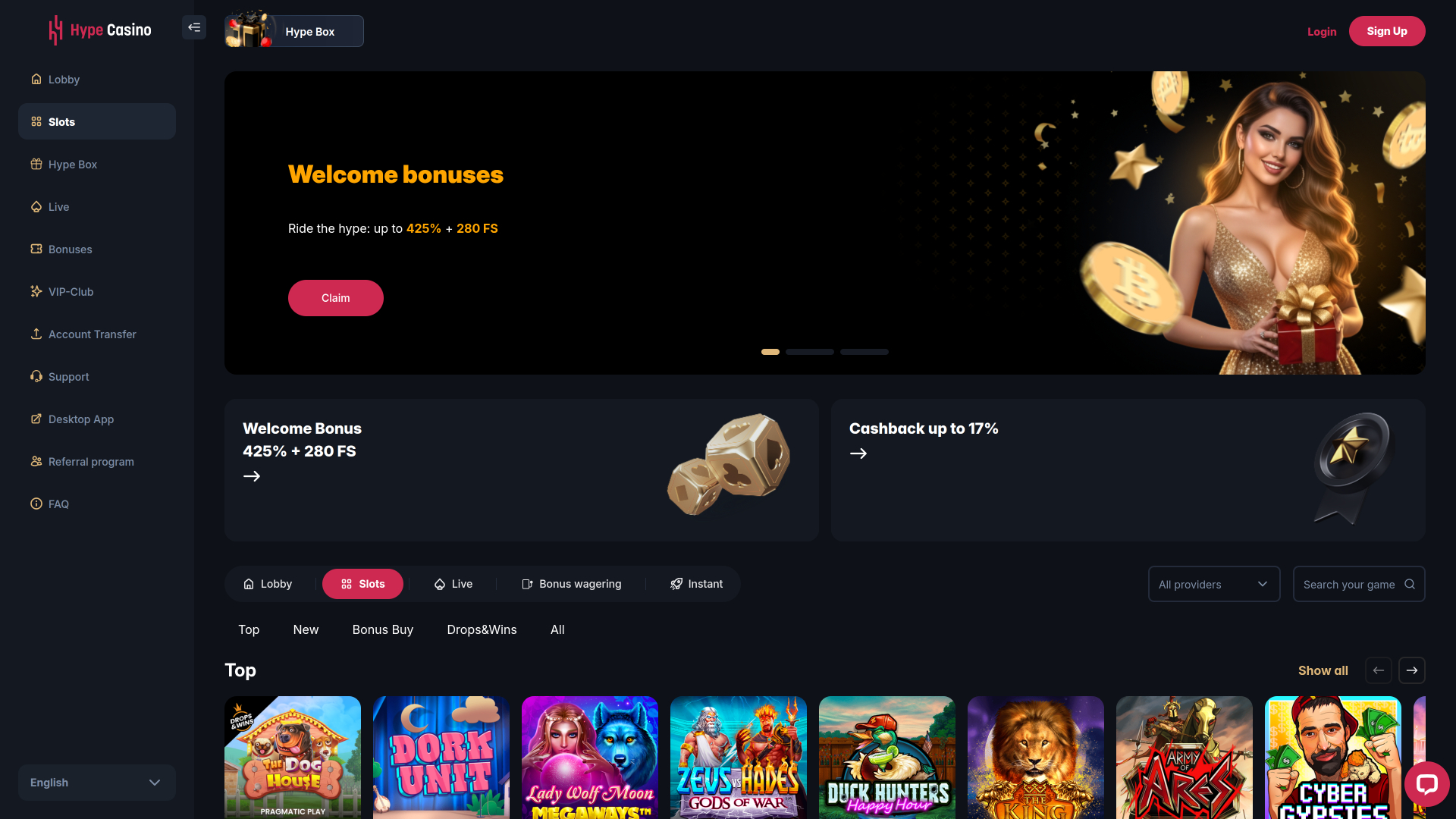 Jeux de casino Hype sur ordinateur