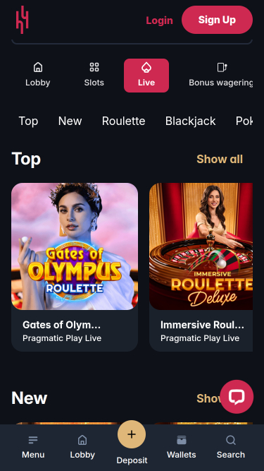 Hype Casino Live Dealer Mobile
