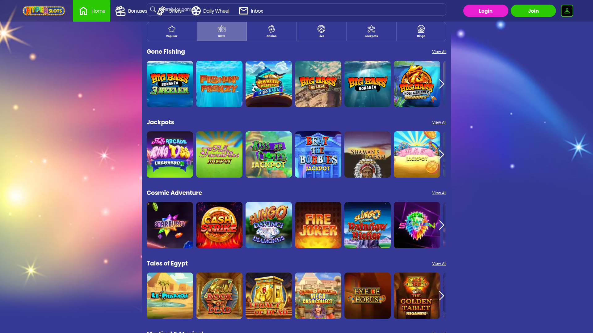Giochi desktop del casinò Hyper Slots