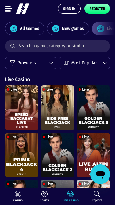 Casinò Hyper Lucky Mobile con croupier dal vivo