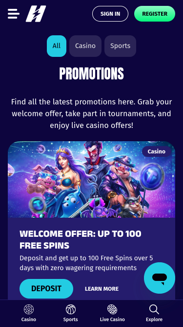 Promozioni per dispositivi mobili di Hyper Lucky Casino