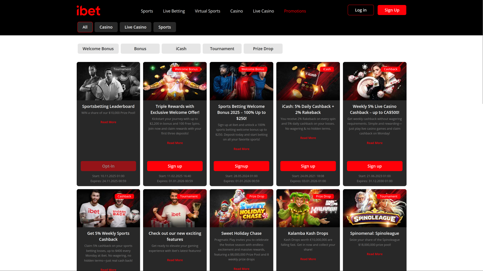 Promozioni desktop di iBet Casino